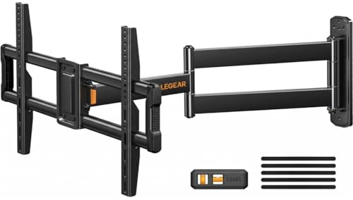 Perlegear Corner TV Wall Mount Long Arm TV Mount Bracket for 37-75 Inch TVs-Full Motion Wall Mount with 32.37” Extension & Swivel Articulating Arm & Tilt, MAX VESA 600x400mm, Holds up to 100 lbs
