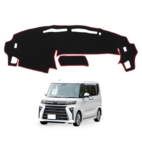 FUELHOOD ダイハツに対応 タント LA650S/LA660S用 ダッシュボードマット ダッシュボードカバー 車種専用設計 保護マット 日焼け対策 遮熱 映り込み軽減 傷防止 滑り止め 視界がクリア インテリアアクセサリー 内装パーツ カー用品 ポリエステル素材 1Pセット ブラック レッドラインのサムネイル