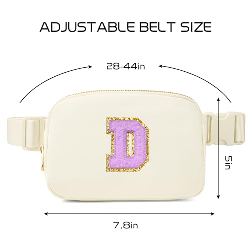 Image of Gitus Gifts for 8 9 10 11 12 Year Old Girls Belt Bag Fanny Pack Crossbody Bags with Initial Letter Patch Cute Stuff Birthday Gifts for Teen Girls Women Personalized Trend Stuff (Ivory-D)