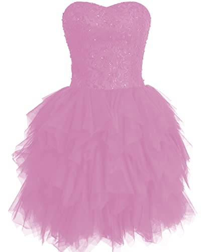 Tulle Homecoming Dresses Teens Lace Short Prom Dress Beaded Sweetheart Off Shoulder Cocktail Dress Ball Lace