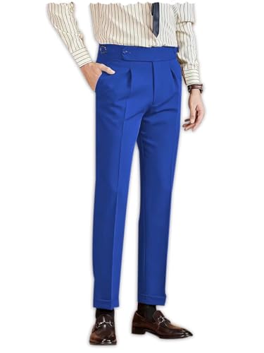 Mens Dress Pants Classic Gurkha Flat Front Pant Casual Business Long Pants