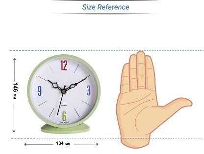 Image of Multi color digit, green frame round Plastic Case Value Added Round Analogue Wall & Table Clock
