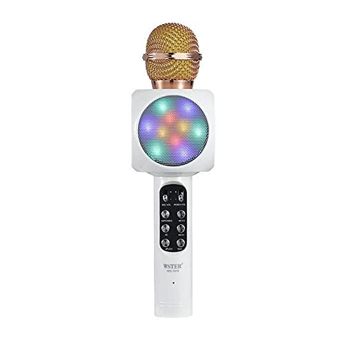 Microfone bluetooth sem fio com luzes coloridas National K Song artefato Microfone sem fio doméstico