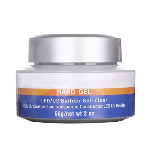 Clear Builder Nail Gel - Builder Gel for Nails UV/LED Nail Base - Hard Gel for Nails Strengthener Nails Extension Nail Art - Use with Nail Forms Solid Builder Gel DIY Manicure