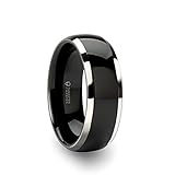 Roy Rose Jewelry Anillo de boda de tungsteno con incrustaciones de cerámica negra para hombre, ajuste cómodo abovedado, 6 mm, 7 mm, 8 mm, 10 mm de ancho, nombre del estilo: Carrera, metal, no conocido