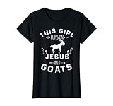 T-Shirt mit Aufschrift „This Girl Runs On Jesus And Goats“ für Mädchen, Frauen, Teenager. Tolles Geschenk für einen Bauer, Ziegenliebhaber, Bibelleser, Kreuz-Shirt, ob Jesus Sie Retter sind, Heimjunge, einfach glaube, um Berge zu bewegen und wie ein Senfsamenhemd.