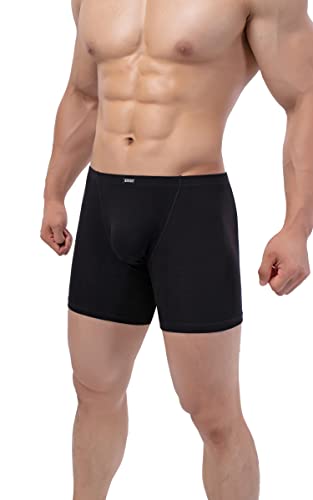 iKingsky Men's Modal Long Leg Boxer Briefs Soft Bulge Trunks No Ride Up Shorts Underwear Seamless Front Under Panties2