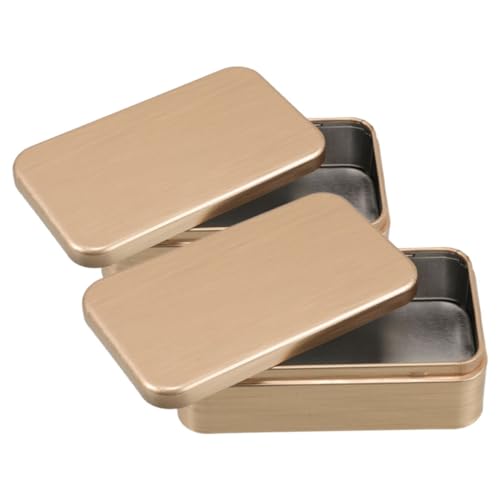 BCOATH 2個金属製蓋付きブリキ箱 携帯用小型収納ケース コインやジュエリー 小物入れに ブラシ仕上げ 茶葉保存缶としても使用可能
