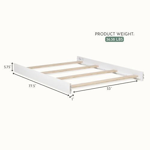Image of Evolur Convertible Crib Wooden Full Size Bed Rail, Constructed from Solid Wood, Includes Assembly Hardware