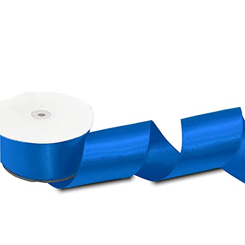 Image of Solid Color Double Faced Blue Satin Ribbon 7 /8 inch X 25 Yards, Ribbons Perfect for Crafts, Wedding Decor, Bow Making, Sewing, Gift Package Wrapping and More