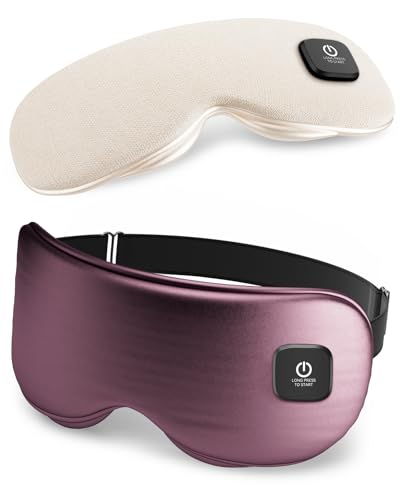 Heated Eye Mask - Cordless Eye Mask for Dry Eyes, Eye Relief, Improved Sleep, Washable Eye Heating pad for Travel and with Replaceable Shell (Purple)