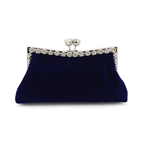 Kingluck Velvet With Rhinestone Wedding/Special Occasion Clutches/Evening Handbags(More Colors) (red) â€¦ (blue)