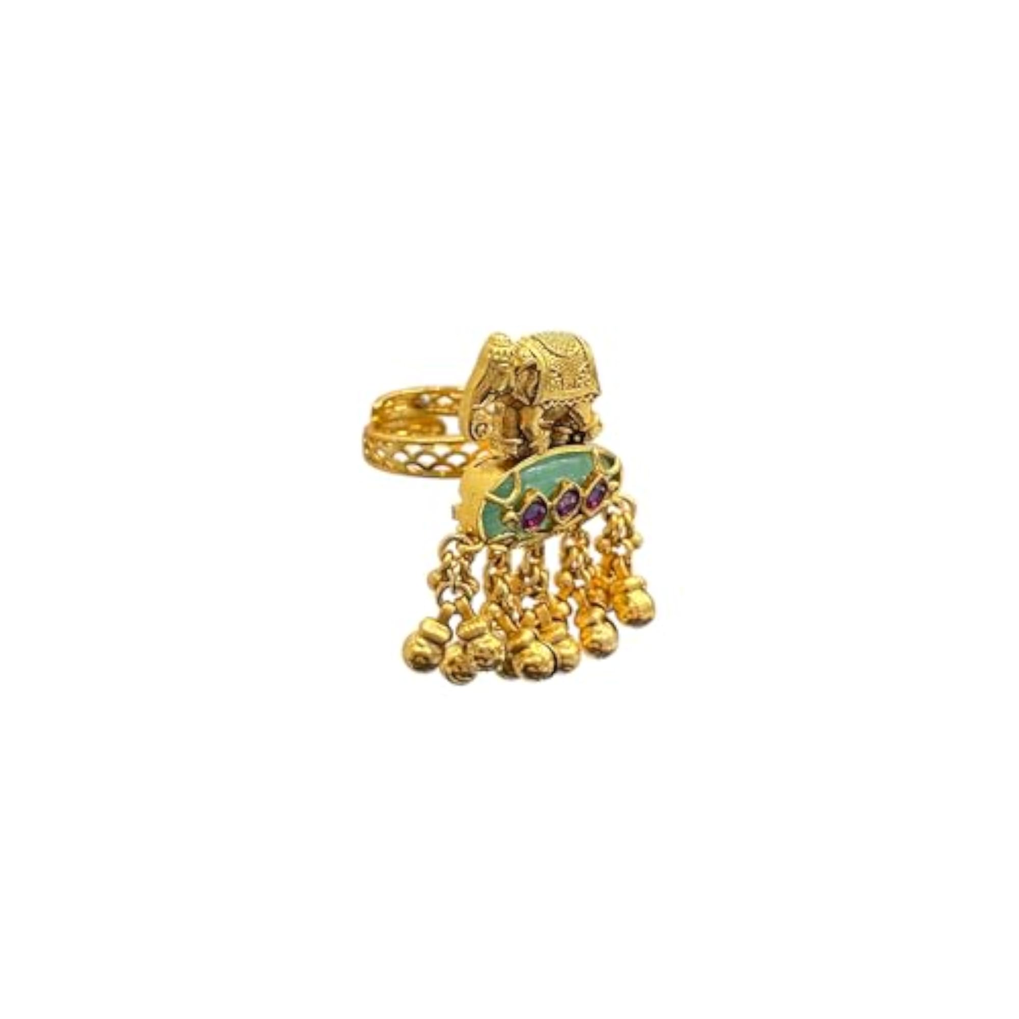 Splendid Elephant Design Adjustable Brass Gold Plated Finger Ring