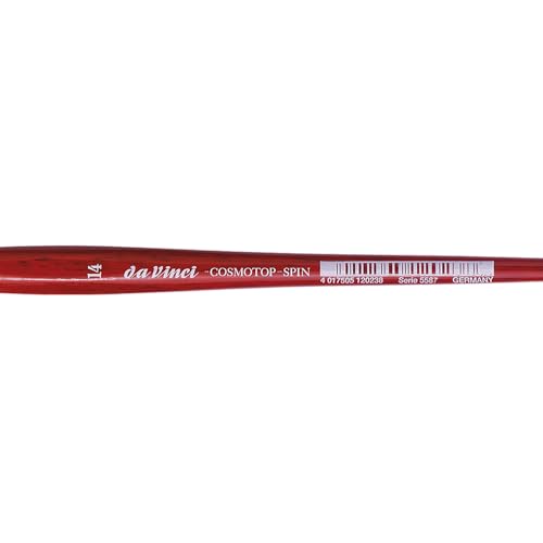 Image of da Vinci Watercolor Series 5587 CosmoTop Spin Paint Brush, Slant Liner Synthetic with Red Handle, Size 14 (5587-14)