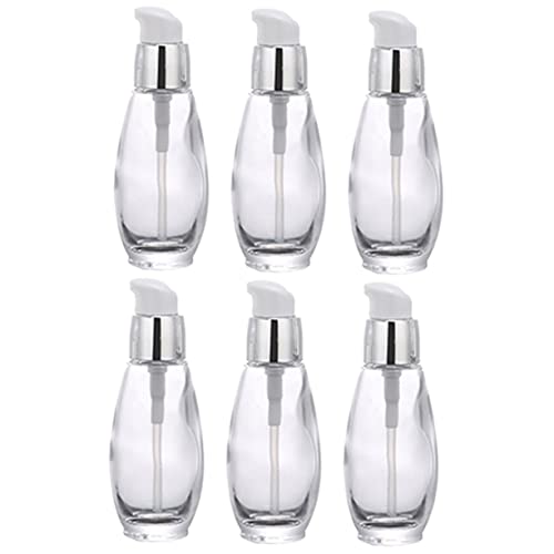 SHERCHPRY 6 Piezas Botellas de Viaje de Vidrio con Diseño de Bomba Contenedores Cosméticos Reutilizables para Lociones y
