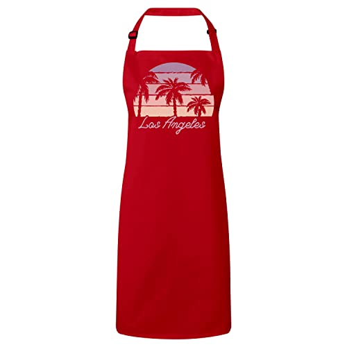 Tablier de cuisine premium rouge Los Angeles avec motifs de la plage d'Hollywood
