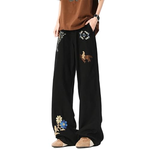 Baggy Jeans Men Graphic Embroidery Wide Leg Denim Pants Relaxed Fit Casual Streetwear for Skater Jeans Y2k