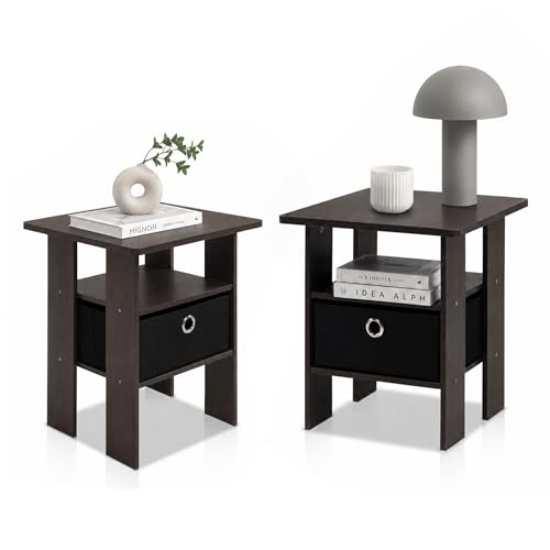 Furinno Andrey 3-Tier Square Side Table Set of 2, Brown by Furinno - Used condition - Image 2