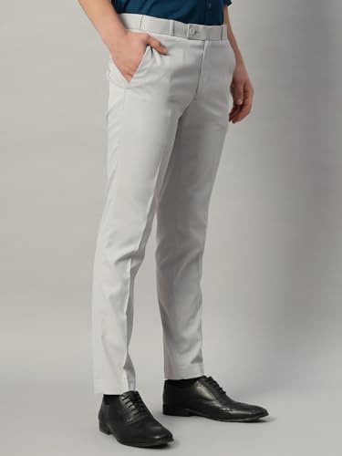 Image of Vogaan Formal Pant with Expandable Waist for Men | Men's Cotton Regular Fit Flat Front Pant for Party and Casual Wear