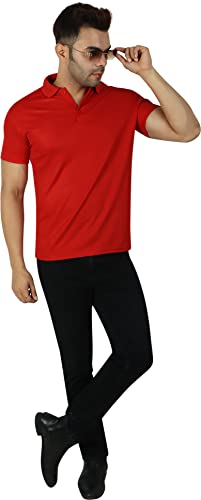 Image of Regular Fit Solid Men Polo Neck Collar T-Shirt Pack of 1 Red