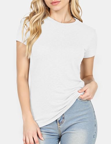 Women's Crew Neck Basic Short Sleeve T Shirt Ribbed Knit Slim Fitted Tees Casual 2025 Summer Going Out Top3