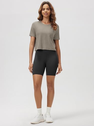 Image of ODODOS Women's Performance Cropped Tee Ultra Soft odSTRATUM Tech Short Sleeve Relaxed Top Crew Neck T-Shirts