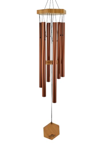 Copper Red Wind Chimes for Outside, 29 Inch Hand Tuned G Major Pentatonic Wind Chime, Memorial Sympathy Gift for Loss of Loved One, Deep Tone Aluminum Bamboo Garden Patio Porch Decor