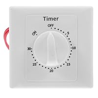 Baluue Zeitsteuerung Countdown Timer Schalter für Innen Mechanischer Zeitschalter Automatische Abschaltung Einfache Bedienung Geeignet für Badlüfter und Beleuchtung Vielseitig Einsetzbar