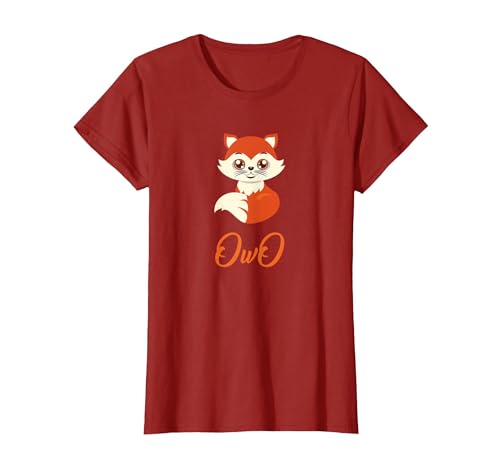 OwO - Cute Baby Fox - Funny Furry Fandom Cute OwO Fursuit T-Shirt, Women, Cranberry Red, X-Small