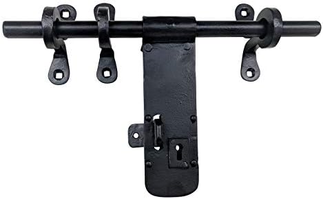 Adonai Hardware 12 Inch Jaazaniah Antique Iron Hand Forged Aldrop with Key Lock Function - Black Powder Coated