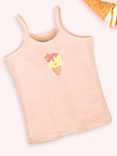 Image of KiddoPanti Girls 100% Cotton Printed Camisoles Tank Top Slips Pack of 3