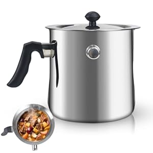 1.5L Milchtopf mit Deckel, Simmertopf mit Pfeife, Doppelwandig Milchtopf mit Bakelitgriff, Edelstahl Puddingtopf Wasserbad Schmelztopf