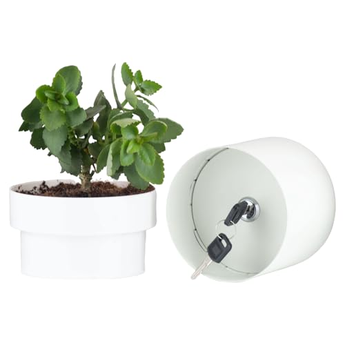 Contenedores ocultos secretos – Caja de seguridad para macetas, caja fuerte para dinero oculto, práctico compartimento de almacenamiento con interior de metal bloqueable | Llavero decorativo para bi