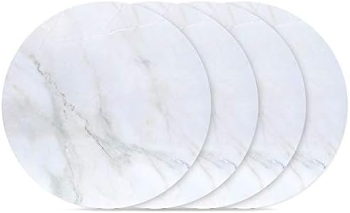 LACUPELLA Cake Boards Marble 10 inch Diameter Pack of 4, Round Baseboard Food Grade for Cake Presentation - Printed Board with Greaseproof Coating (White Marble)