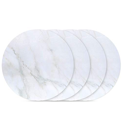 LACUPELLA Cake Boards Marble 10 inch Diameter Pack of 4, Round Baseboard Food Grade for Cake Presentation - Printed Board with Greaseproof Coating (White Marble)
