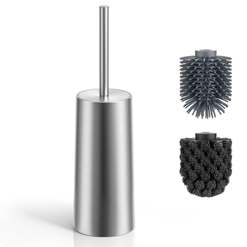 Siapapla Klobürste mit 2 Aufsätzen 304 Edelstahlhalter Gebürstetes Silber