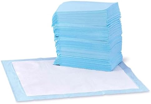 Amazon Basics Trainingspads für Hunde und Welpen, auslaufsicheres 5-lagiges Design mit schnell trocknender Oberfläche, Normal (100Stück), Blau