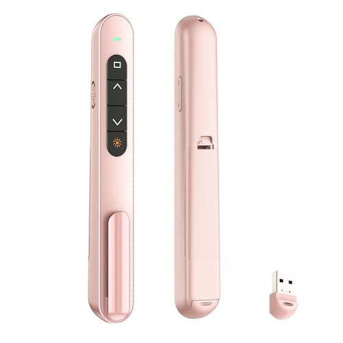 QUI Presentation Clicker for PowerPoint, RF 2.4GHz USB Wireless Presenter Remote with Volume Control, PowerPoint Clicker Slide Advancer for Mac, Windows, Laptop, Keynote