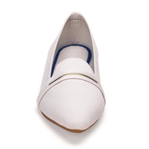 Image of Frank Mully Women's Casual Loafer Flats Slip On Loafer Shoes Comfortable Knit Flat Shoes Classics Pointy Toe Loafer Flats,for Work,Travel