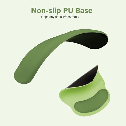 Image of MOSISO Wrist Rest Support for Mouse Pad&Keyboard Set, Circle Curved Ergonomic Mousepad&Coaster Non-Slip Base Home /Office Pain Relief&Easy Typing Pad with Soft Cloth&Raised Memory Foam, Olive Green