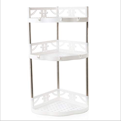 SBCGFY Estante de Almacenamiento Carro Muebles para el hogar Bricolaje Estantes Simples de Acero Inoxidable de Dos o Tres Capas Estantes con Acabado triangul(White Large)