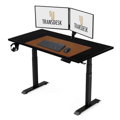 Image of Verto Dual Motor 3 Stage Electric Height Adjustable Standing Desk Table| 120KG Wt Cap| 1200 X 750 mm (25mm Black Top & Black Frame)| 3 Year Warranty| Cable Management, Headphone & Cup Holder