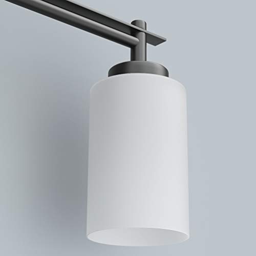 Image of Aipsun Vintage Bathroom Vanity Light Black Bathroom Light Fixtures 4 Lights Milky White Glass Shade Industrial Wall Light (Exclude Bulb)