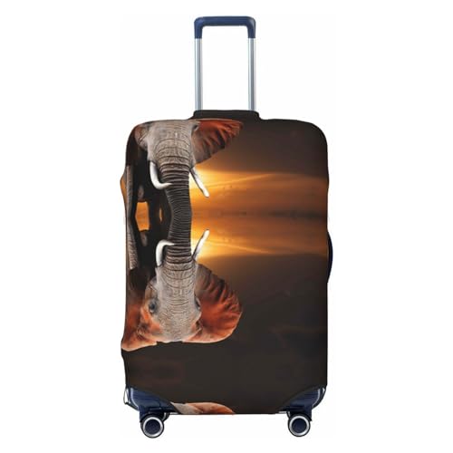 Elephant Sunset in Kenya Luggage Cover Washable Elasticated Luggage Covers for Suitcase tsa Approved Stylish Dust and Scratch Resistant Luggage Case Protector for Kids and Adults -