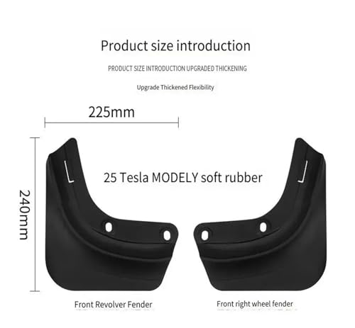 Garde-boue pour Tesla Model Y 2025 actualisé kit complet avant arrière - 6