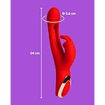 MySecretCase Leise Klitoris G Punkt Stimulator – Erotisches Rabbit Sexspielzeug und Frauen Vibrator Sextoy für Paare Sex und Solo Masturbieren, Vibration Sextoys für die Frau, Vibratoren für Sie (Rot) – Bild 6