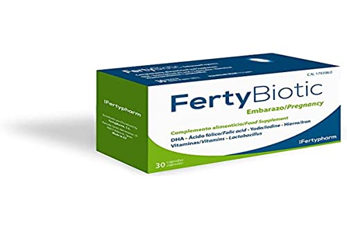 FERTYBIOTIC EMBARAZO | Complemento Vitamínico para Embarazo y Lactancia con Ácido fólico (Quatrefolic®), Vitamina D, C, E, Hierro, Yodo, Magnesio, Zinc, DHA y Probióticos | 30 Cápsulas