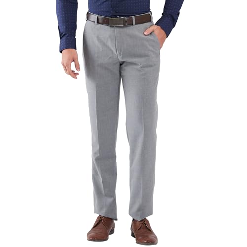 Image of Park Avenue Men's Regular Fit Mid Rise Solid Pattern Poly Viscose Blend Flat Front Formal Trouser