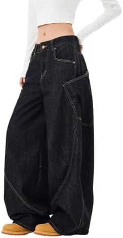 Baggy Jeans for Woman Men High Waisted Barrel Leg Jeans Casual Loose Denim Pants Streetwear Clothes