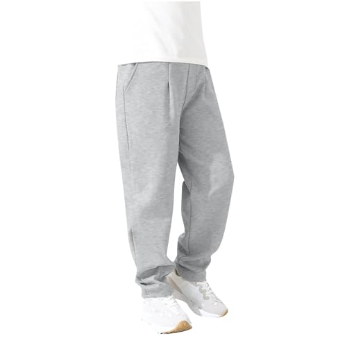Boys Baggy Sweatpants Cotton Casual Pants Elastic Waist Athletic Workout Jogger Sweat Pants with Pockets 5-15 Years